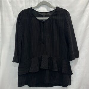 BCBGMaxAzria Black Ruffle hem Blouse size XXS